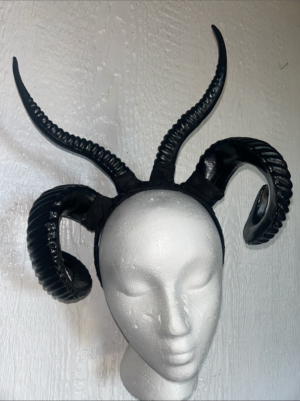 Black Horned Costume Headband - Dramatic Gothic Hair Accessory
